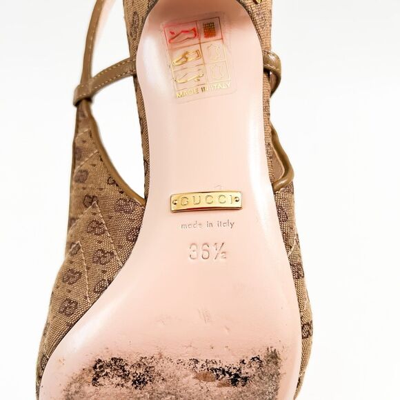 Gucci GG Monogram Slingback Heels Chevron Quilted Mignon Size 36.5, 6.5 - Picture 9 of 12